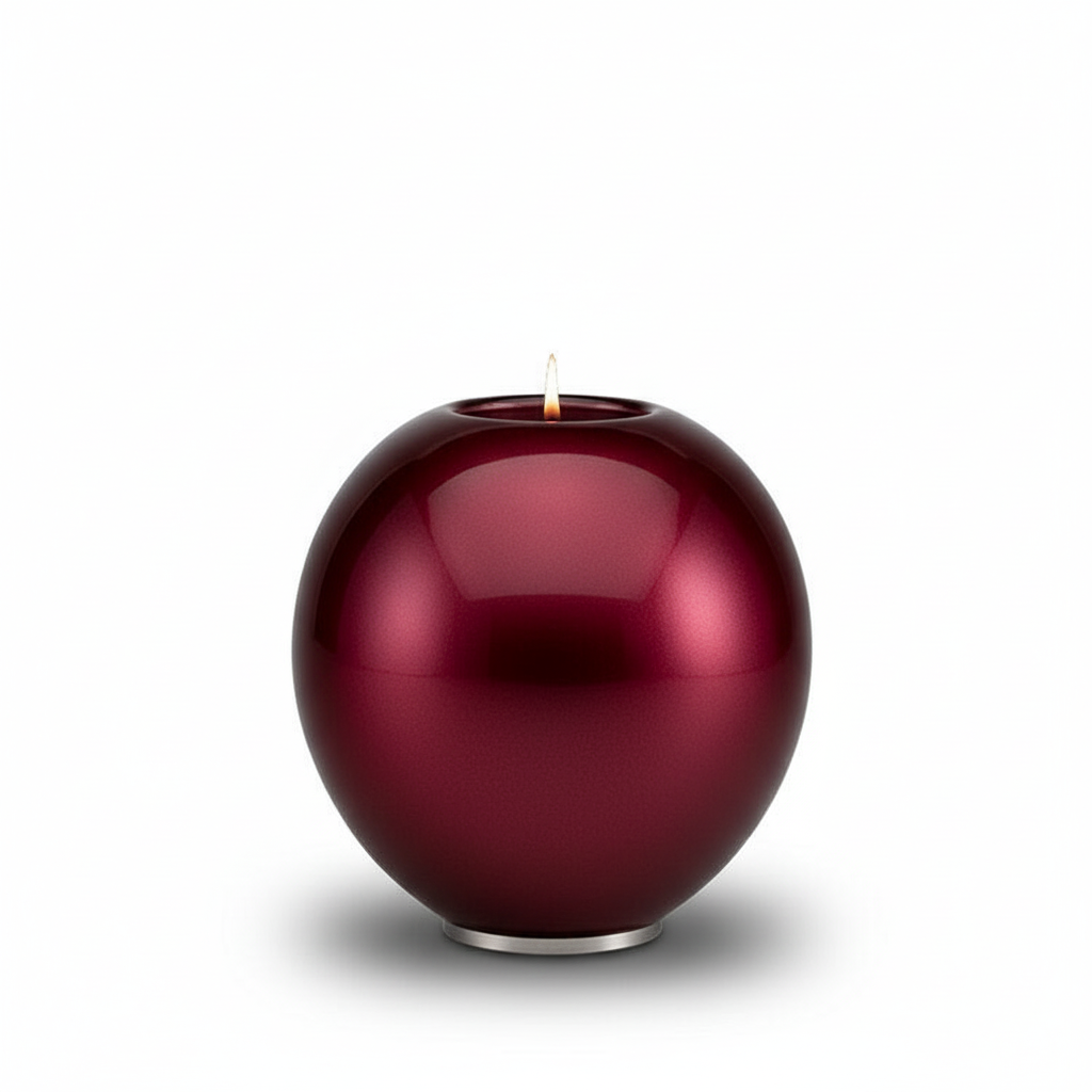 Glazen dierenurn medium bordeaux rood handgeblazen