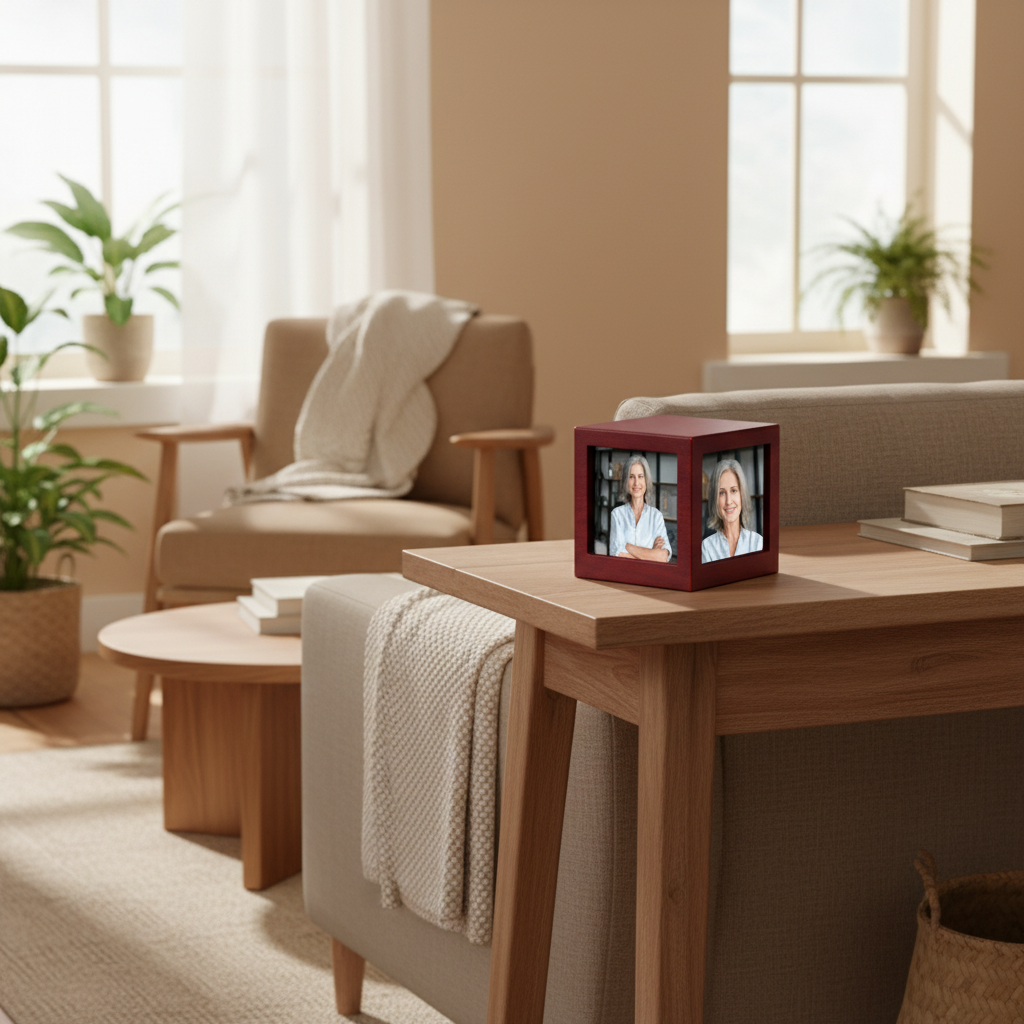 MDF mini urn hout modern handgemaakt persoonlijk eenvoudig te vullen