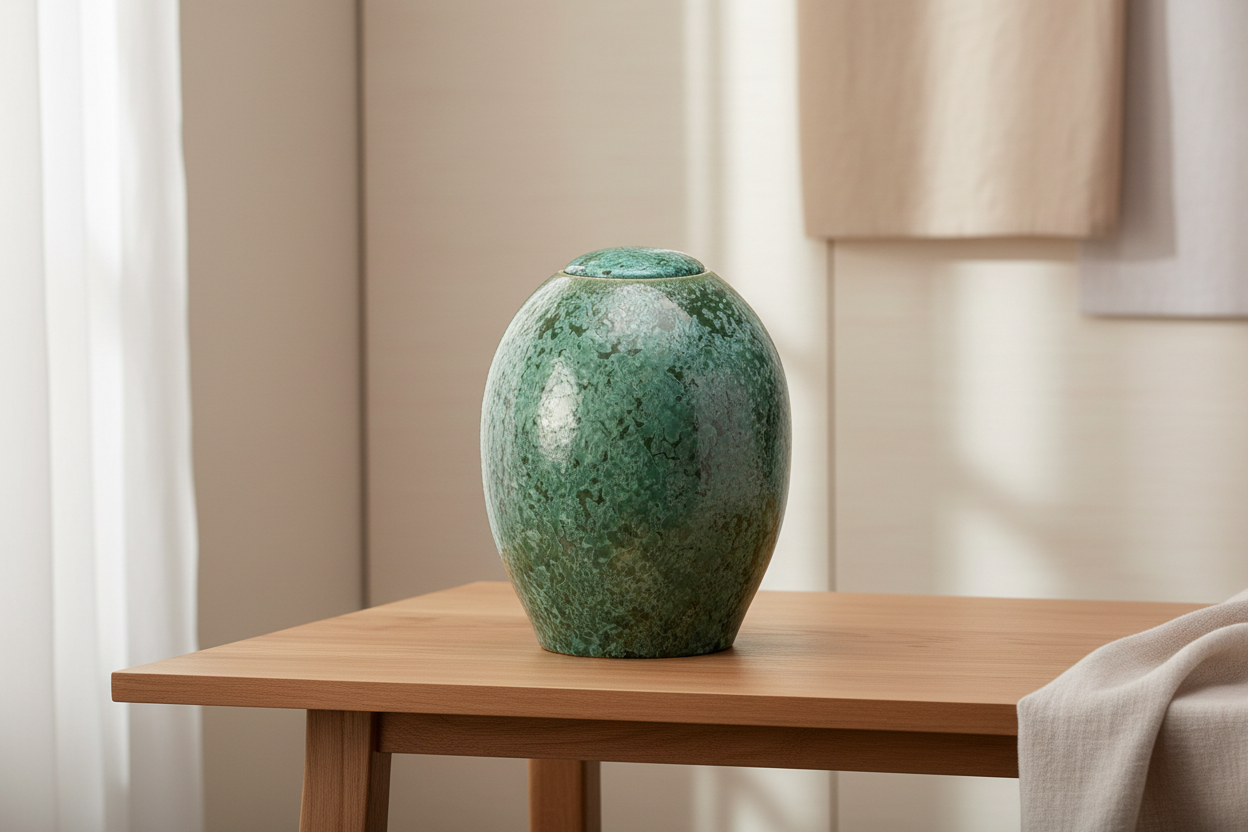 Keramische urn zwart met kristal lak afwerking