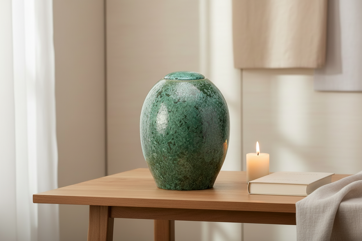 Keramische urn zwart met kristal lak afwerking