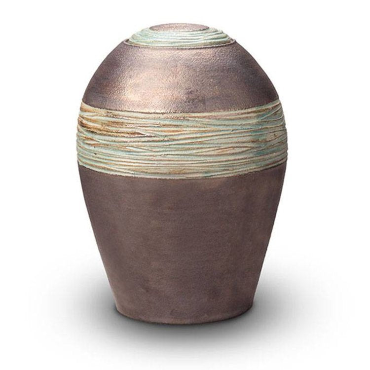 Keramische urn metallic grijs met glanzende afwerking