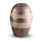 Keramische urn metallic blauw met glanzende afwerking