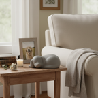 Porseleinen urn donkergrijs slapende hond elegant kunstwerk