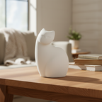 Porseleinen dierenurn wit zittende poes stijlvol en tijdloos