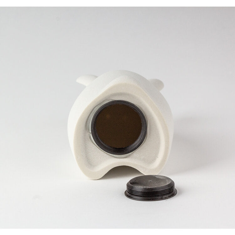 Porseleinen dierenurn donkergrijze zittende poes stijlvol en duurzaam