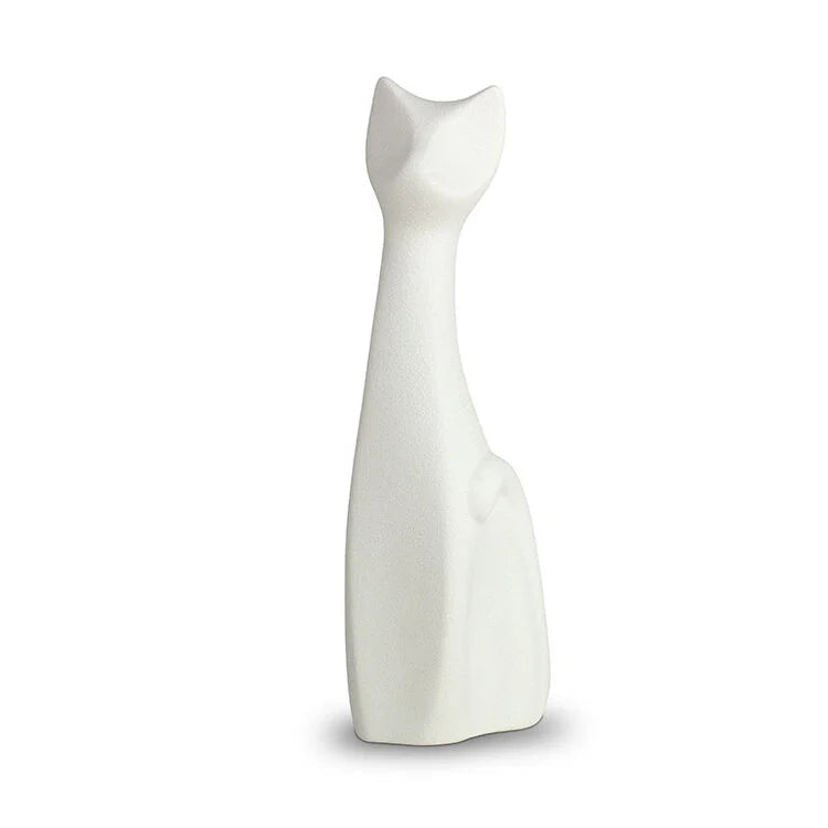 Porseleinen dierenurn abstracte witte kat modern kunstwerk