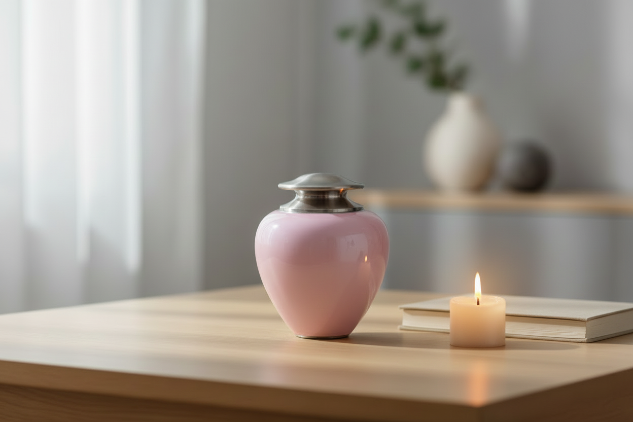 Metalen urn Satori met zilverkleurige accenten