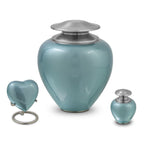 Metalen keepsake urn hartvormig Satori met blauwe parelmoer