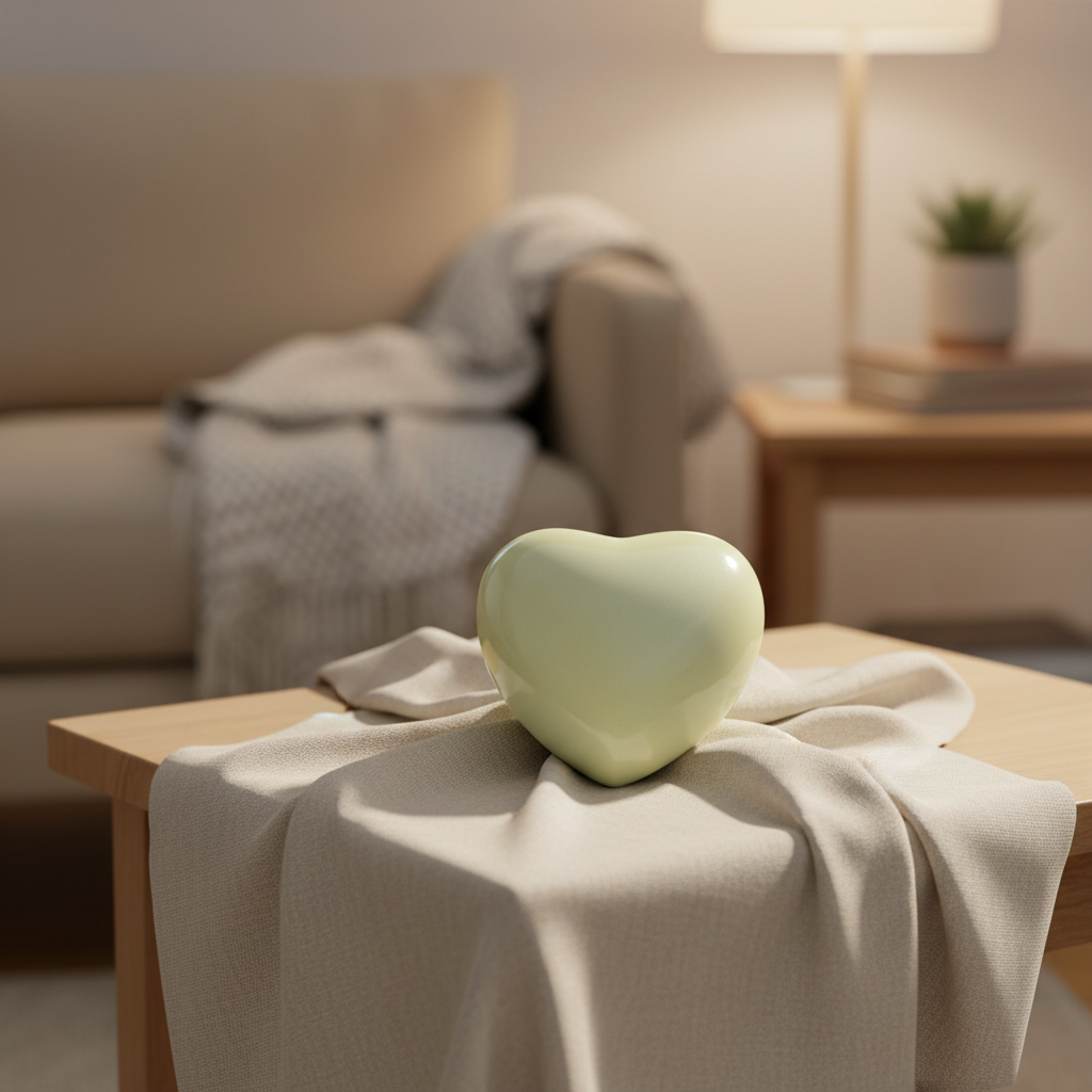 Metalen keepsake urn hartvormig Satori met parelmoer glans