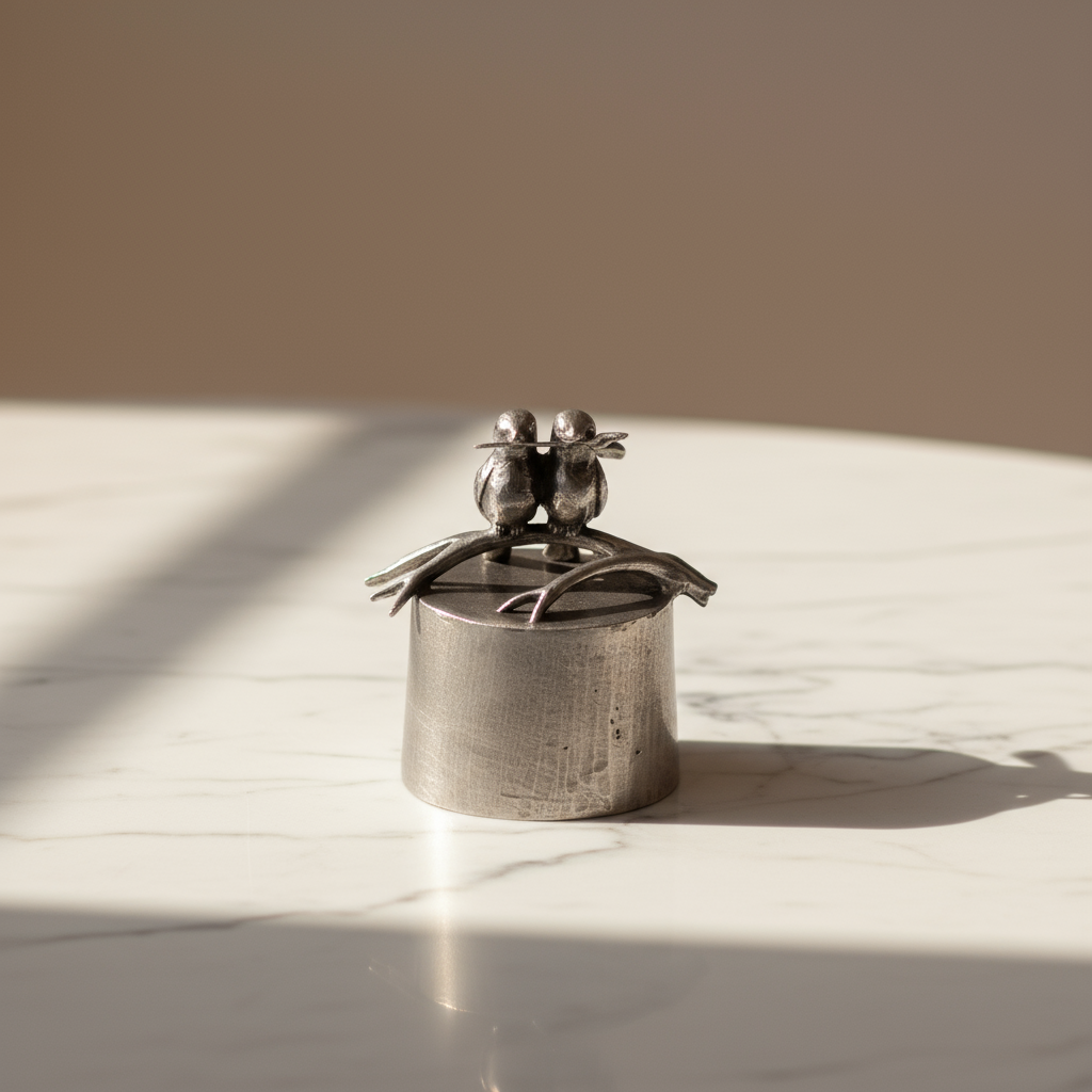 Tinnen asbeeld zilver eeuwig verbonden liefde en trouw