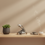 Tinnen asbeeld zilver vrij om te gaan op de golven dolfijn