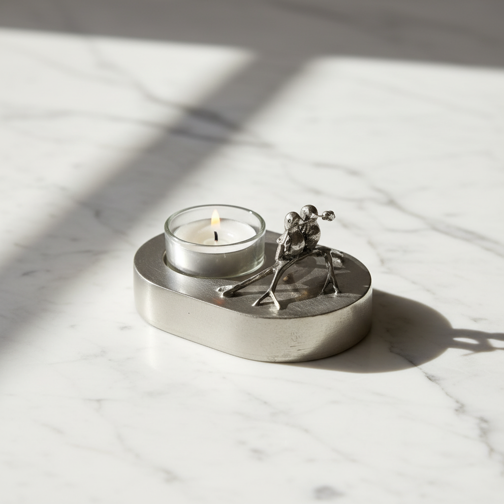 Tinnen asbeeld zilver eeuwig verbonden in liefde en trouw