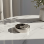 Tinnen asbeeld zilver in volmaakt evenwicht yin yang symbool