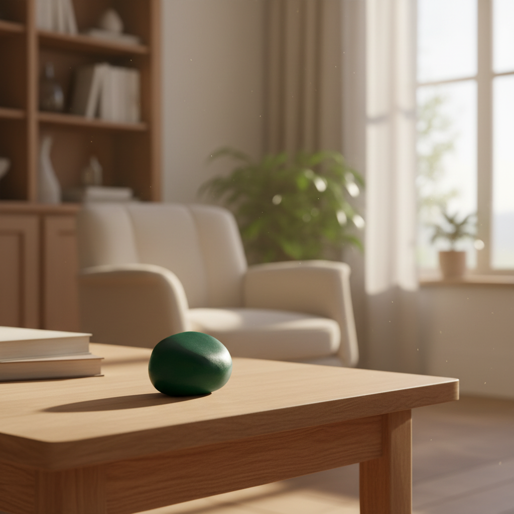 Keramisch knuffelkeitje mat bosgroen handgemaakt uniek formaat