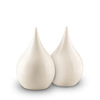Keramische duo urn teardrop vorm wit met glazuur