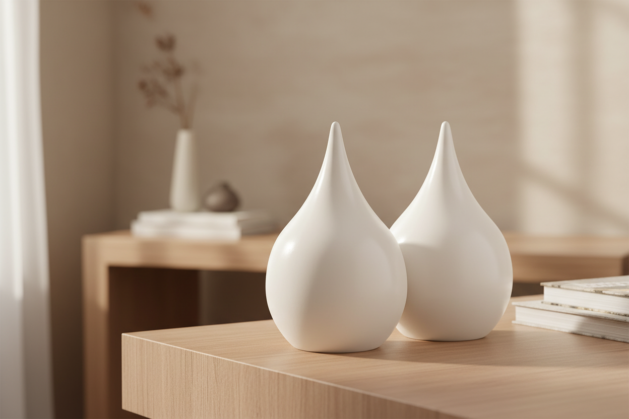 Keramische duo urn teardrop vorm wit met glazuur